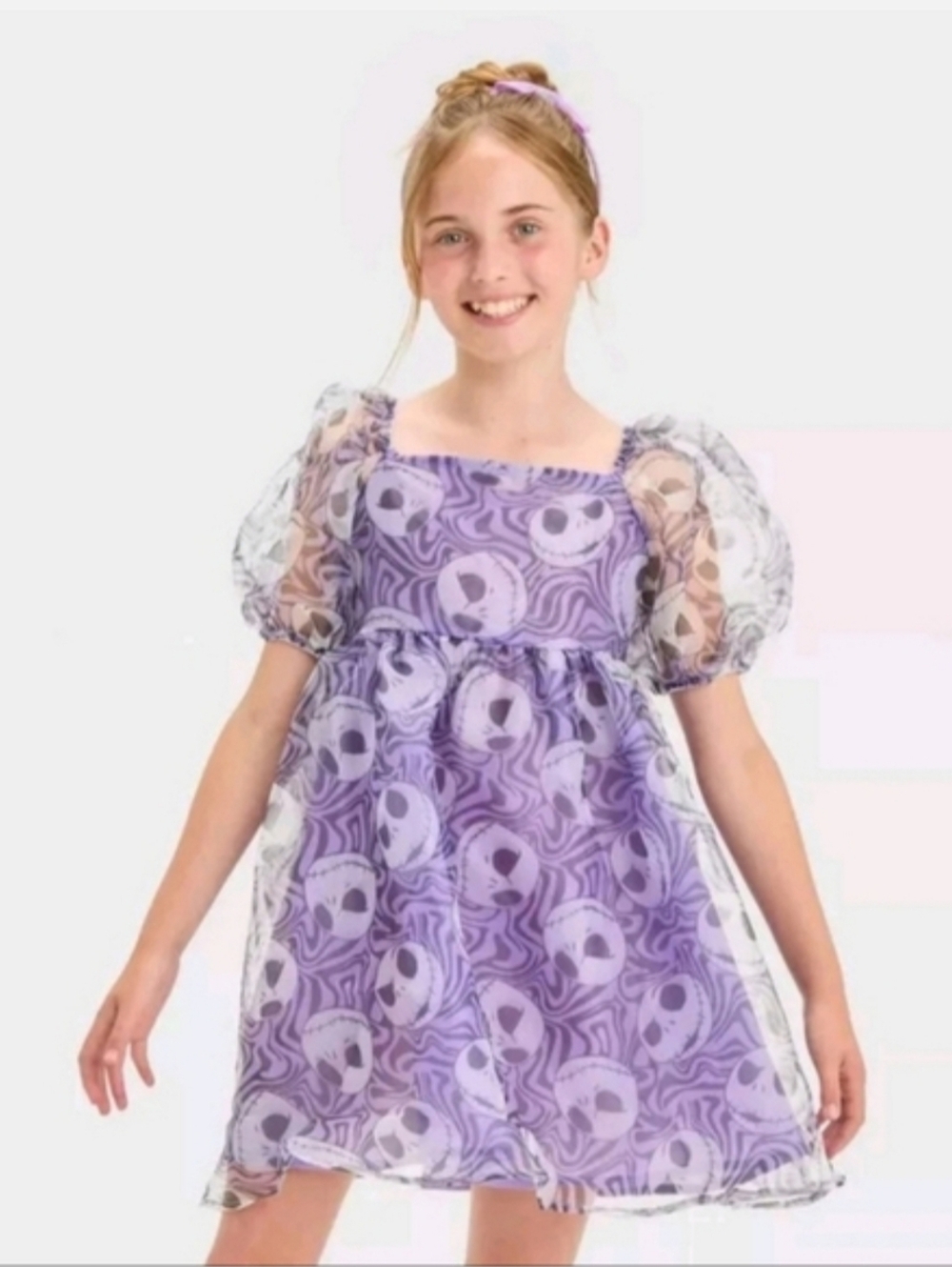 Disney's Nightmare Before Christmas Girls Jack Skellington Purple Dress Size L
